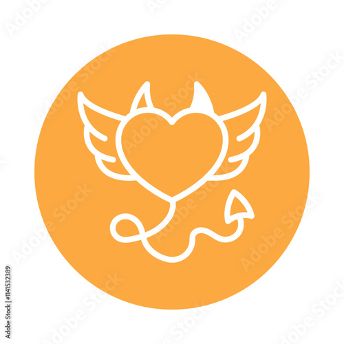 Devil Heart  Vector Gylph Circle Icon. Eps 10 file 