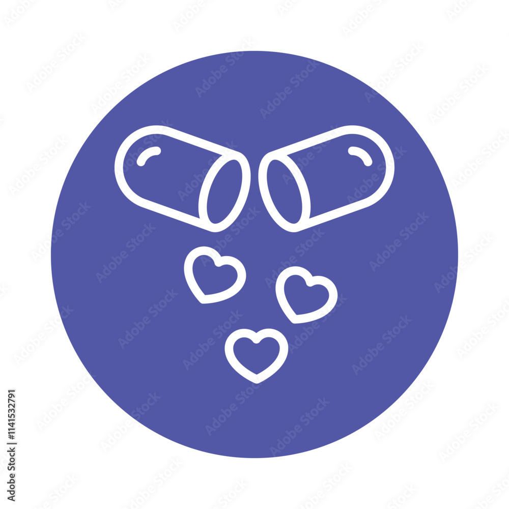 Love Pill Vector Gylph Circle Icon. Eps 10 file Love Pill Vector Gylph Circle Icon. Eps 10 file