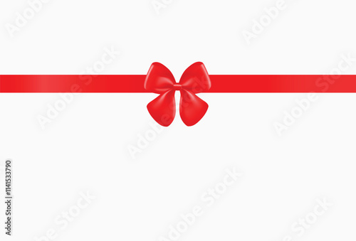 Realistic looking red bow illustration, Birthday, Christmas or celebration element
