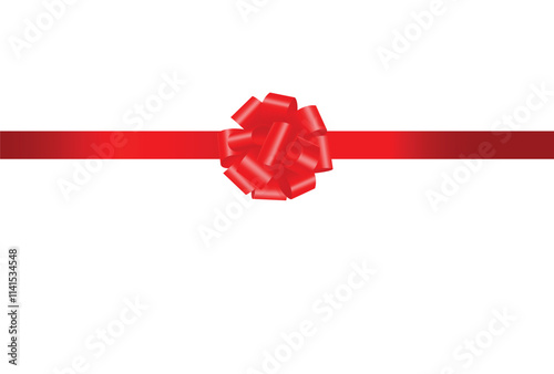 Realistic looking red bow illustration, Birthday, Christmas or celebration element
