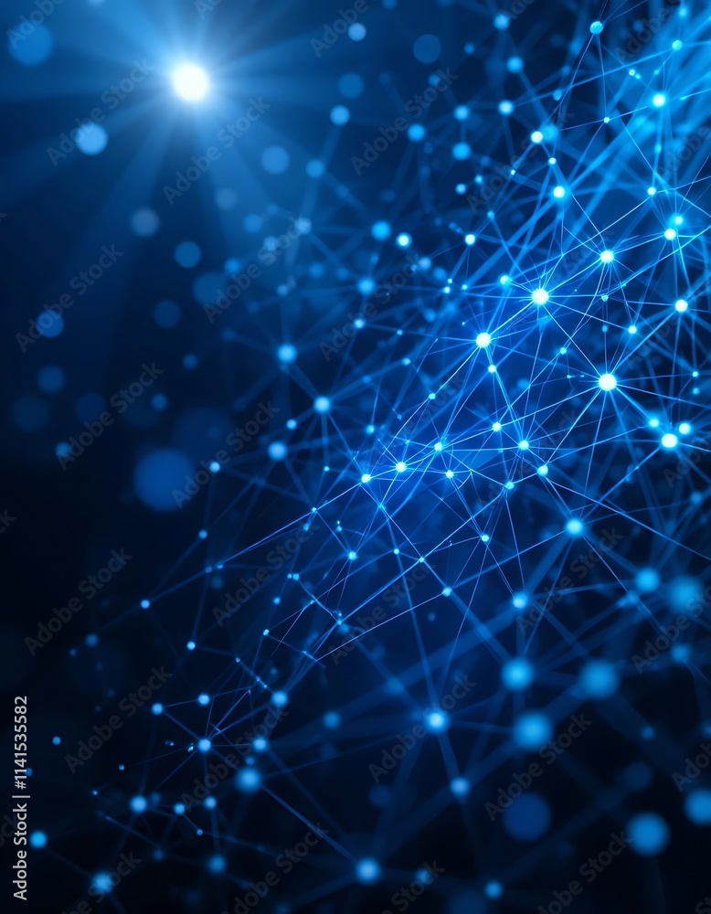 Abstract Digital Grid with Glowing Blue Points and Light Beams Abstract Digital Grid with Glowing Blue Points and Light Beams