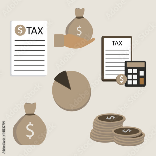 Tax sticker minimal set vector illustration