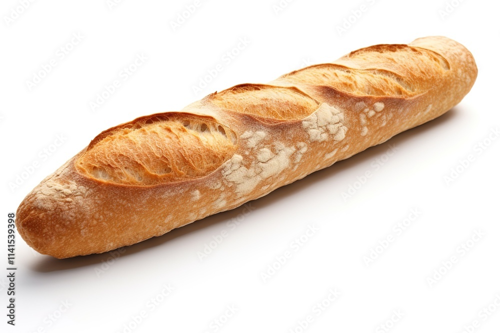 Freshly Baked Baguette on White Background Freshly Baked Baguette on White Background