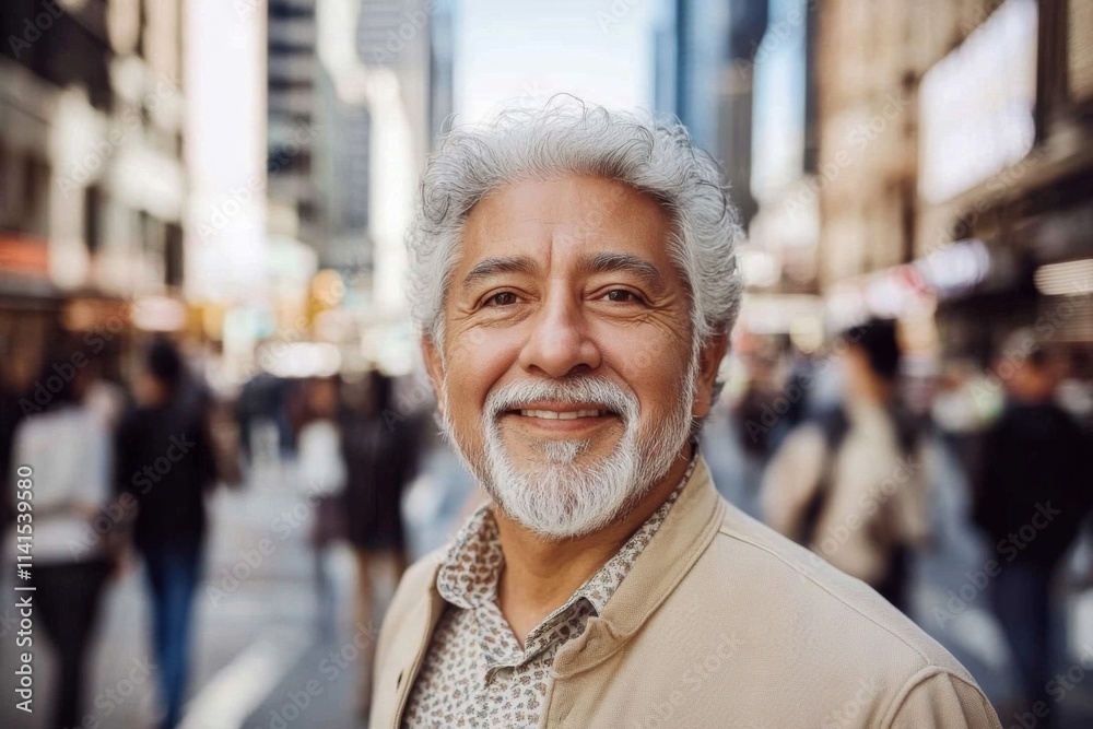 Latin senior man smiling and looking at camera in Mexico City street - Hispanic adult portrait outdoors Latin senior man smiling and looking at camera in Mexico City street - Hispanic adult portrait outdoors