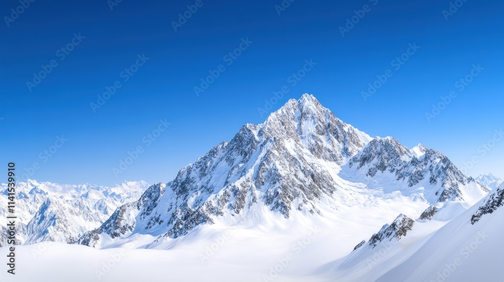 Majestic snow-capped mountain under a clear blue sky. Majestic snow-capped mountain under a clear blue sky.