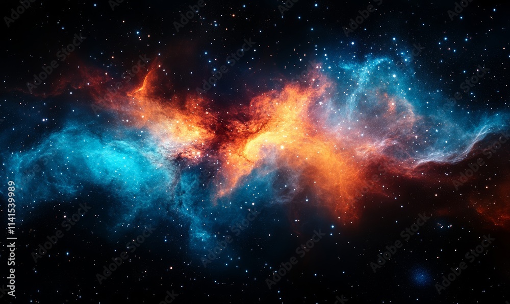 Fototapeta premium Galactic nebula forms blending with vivid radiant colors. Generative AI