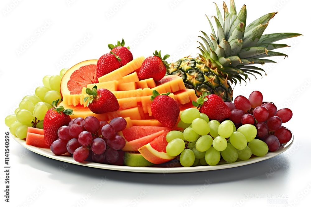 Fresh Fruit Platter, Strawberries, Grapes, Pineapple, and Grapefruit Fresh Fruit Platter, Strawberries, Grapes, Pineapple, and Grapefruit