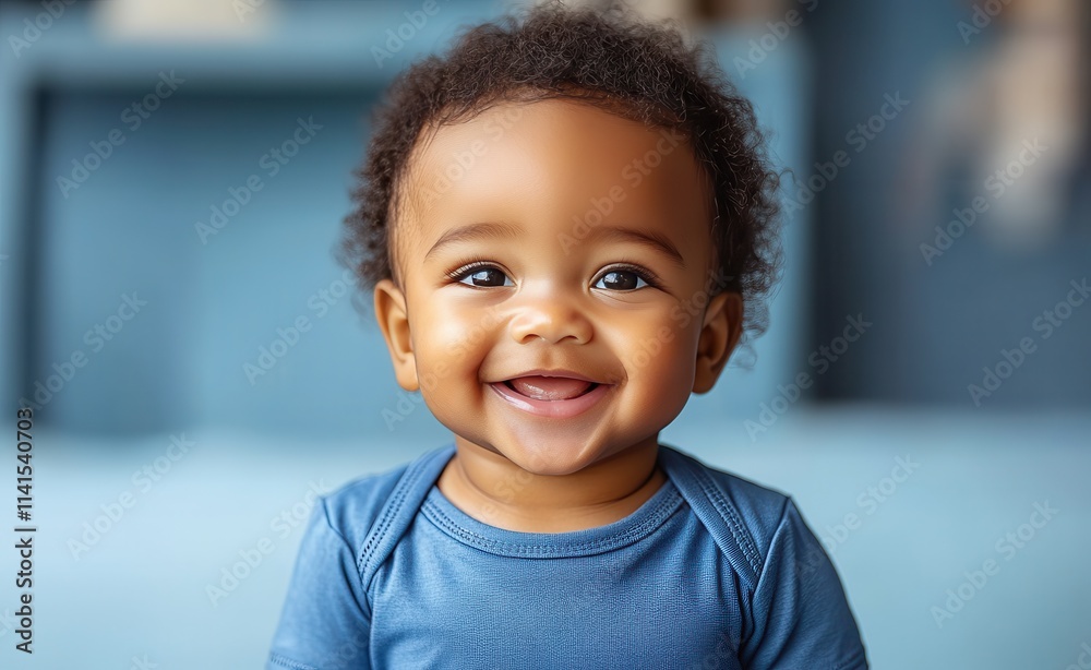 Africa American young boy with hair and a t-shirt is smiling Africa American young boy with hair and a t-shirt is smiling