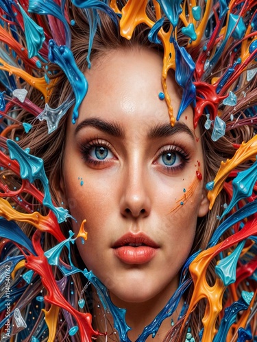 Portrait of a woman with colorful makeup photo