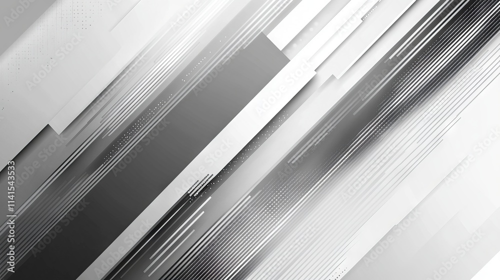 Obraz premium Grey abstract background with geometric shine and layer elements – modern halftone white and grey design for web layout, posters, and banners