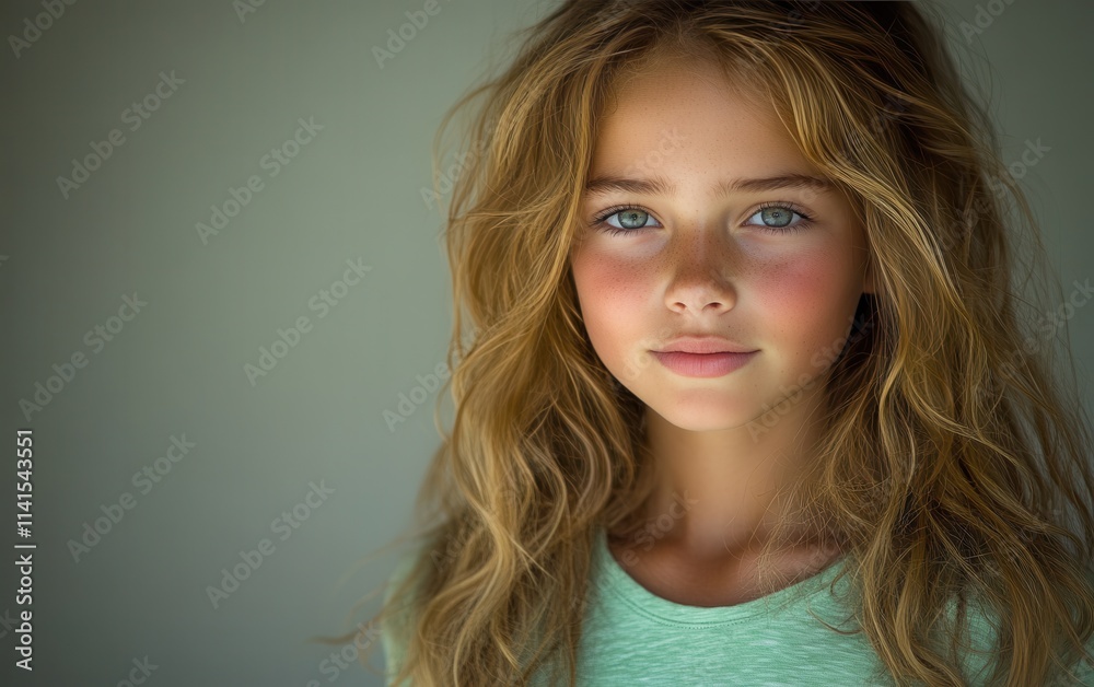 Fototapeta premium kid smiling with t-shirt in studio color background
