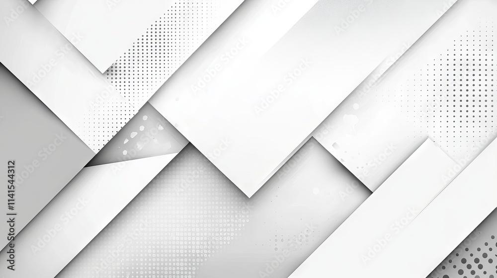 Grey abstract background with geometric shine and layer elements – modern halftone white and grey design for web layout, posters, and banners Grey abstract background with geometric shine and layer elements – modern halftone white and grey design for web layout, posters, and banners