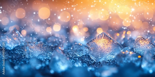 Icy shards glimmering under abstract lighting effects. Generative AI