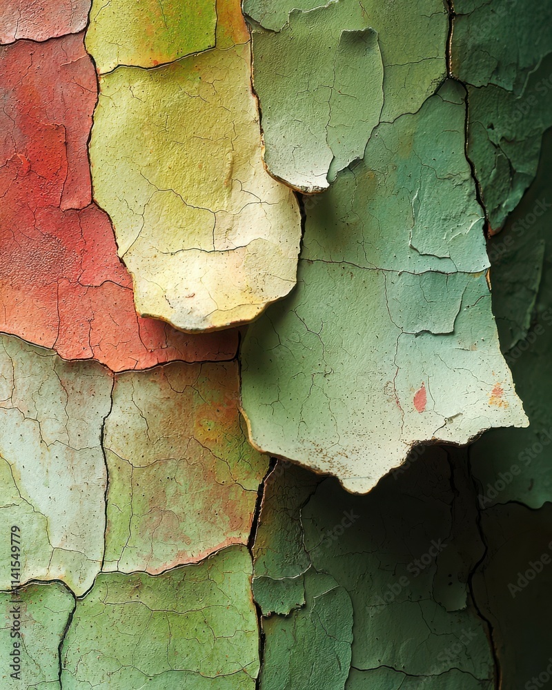 Obraz premium Close-Up of Colorful Peeling Paint on Weathered Surface with Texture