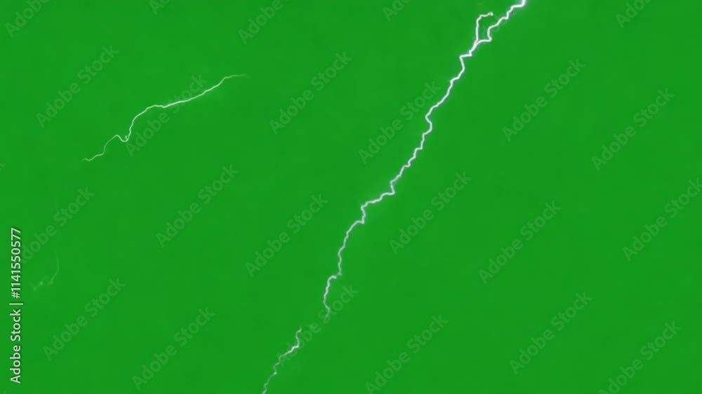 Rain with thunderstorm on green screen,ightning in the sky,Extreme lightning bolt, on green screen.	