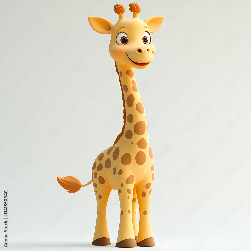 Obraz premium 3D Cute Giraffe Animated Character Illustration