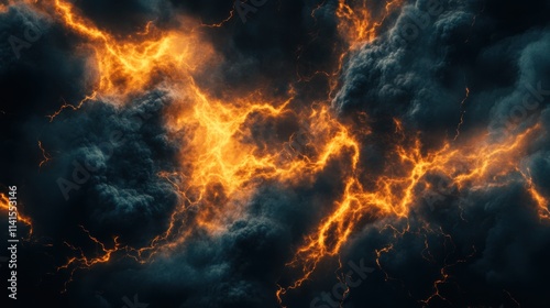 Dramatic Lightning Strikes Through Dark Clouds Illuminating the Sky