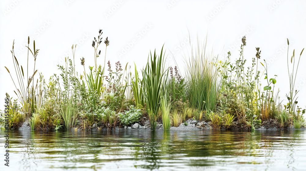 Fototapeta premium A close-up of wetland species with informative labels for World Wetlands Day, on a transparent backgrounds