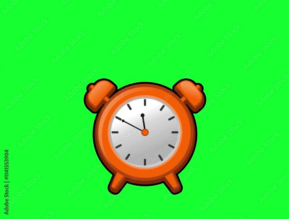 animation of an alarm clock ringing on time on a green screen animation of an alarm clock ringing on time on a green screen
