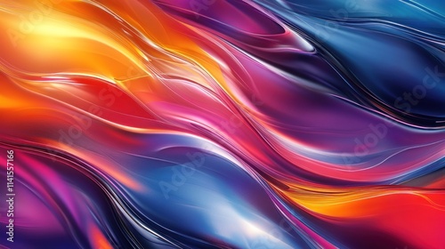 Wallpaper Mural A vibrant abstract design featuring flowing waves of color in red, blue, and purple hues. Torontodigital.ca