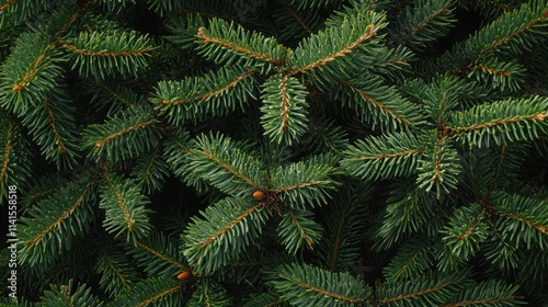 Close-up view of evergreen tree branches showcasing lush green foliage.