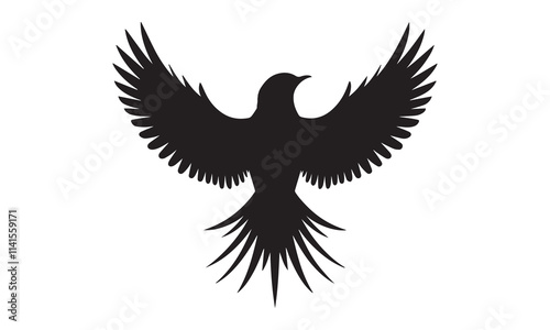 Birds silhouettes on wire and flying bird silhouette, illustration. Wall decals, wall art work. Scandinavian minimalist poster design, T- Shirt Design isolated on white background