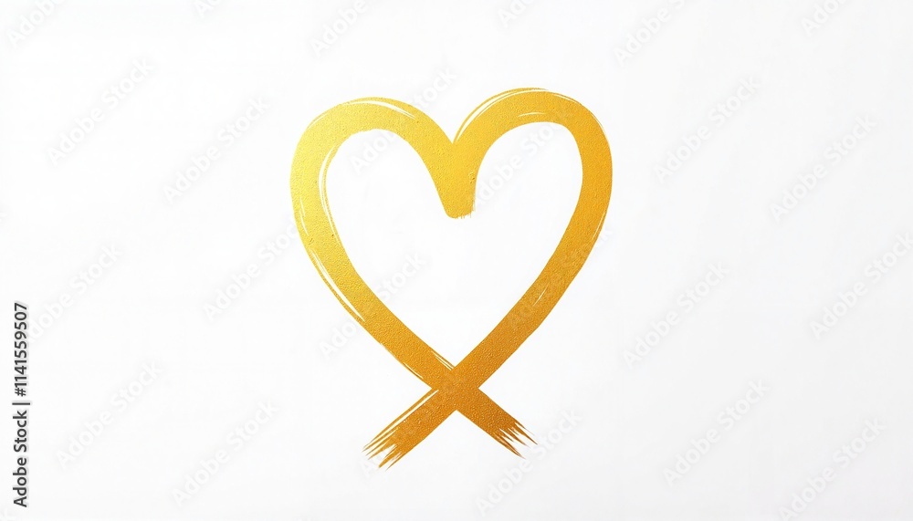 Yellow awareness ribbon shaped like a heart on white background Yellow awareness ribbon shaped like a heart on white background