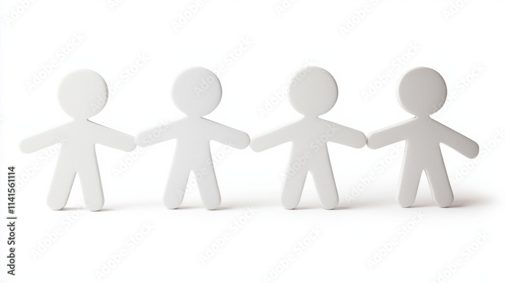 Collaborative teamwork concept with paper cut-out figures Collaborative teamwork concept with paper cut-out figures