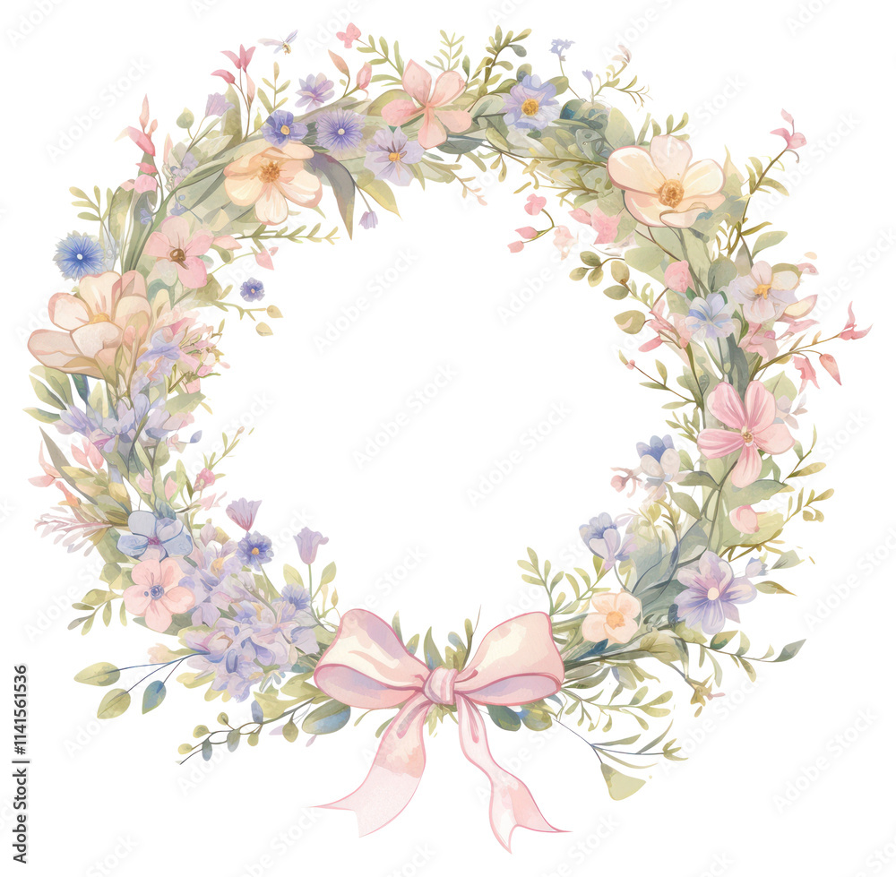 PNG Pastel coquette wreath illustration colors art. PNG Pastel coquette wreath illustration colors art.
