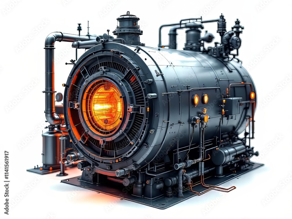 Fototapeta premium Editable 64x64 pixel perfect tilt-shift boiler illustration.