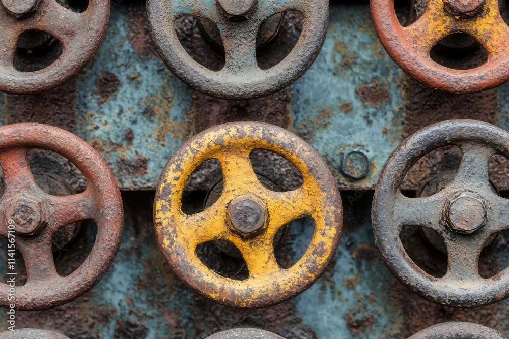 Industrial machinery control valves factory close-up rusty environment macro view mechanical concepts Industrial machinery control valves factory close-up rusty environment macro view mechanical concepts