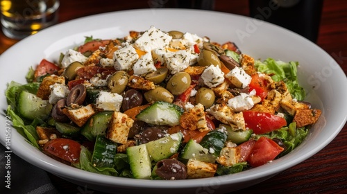 Fresh Mediterranean Salad with Feta, Olives, and Colorful Vegetables