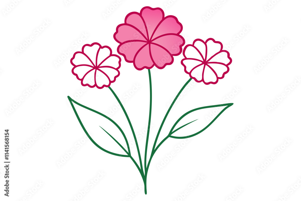 Naklejka premium Elegant Sweet William Flower Sketch A Fine Art Illustration