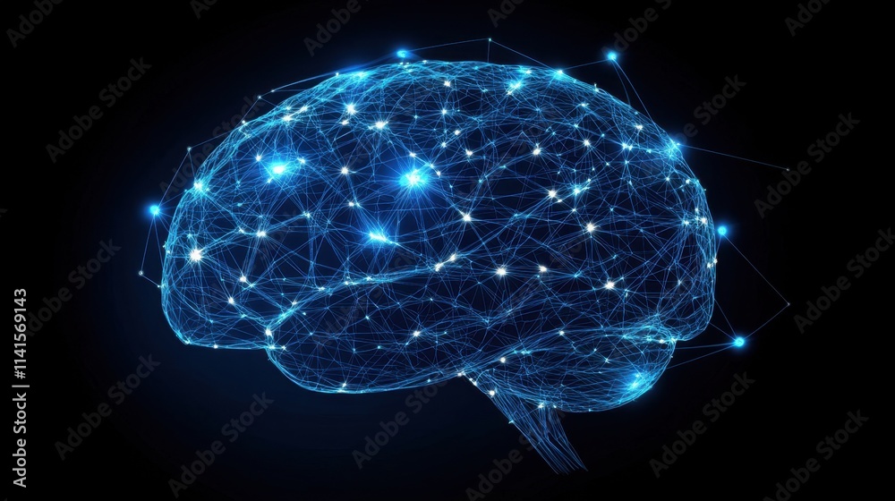 Digital Representation of Brain in Futuristic Technology Concept Digital Representation of Brain in Futuristic Technology Concept
