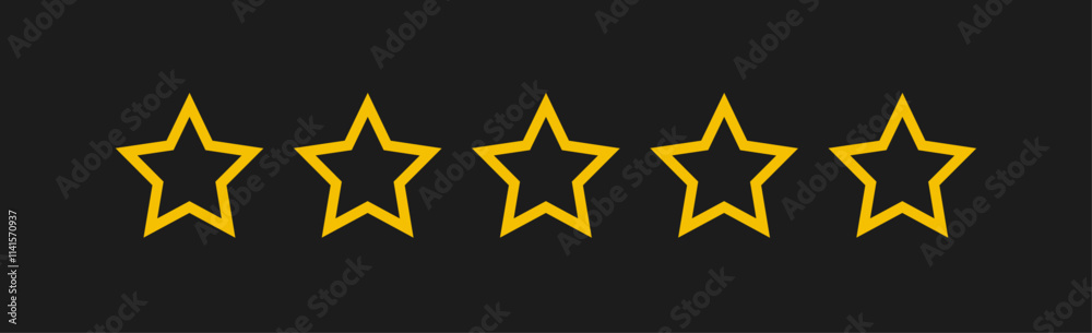 Star rating in gold outline isolated. Stars in modern simple flat style vector Star rating in gold outline isolated. Stars in modern simple flat style vector