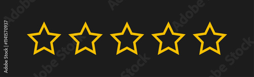 Star rating in gold outline isolated. Stars in modern simple flat style vector