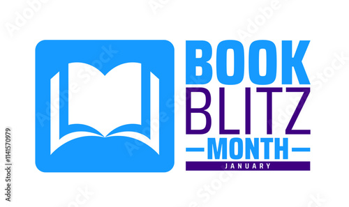 Book Blitz Month background banner or poster design template. observed every year in January. Holiday concept. Use to any Template, card, poster, placard, template.