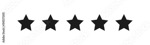 Black star rating  isolated. Stars in modern simple flat style vector