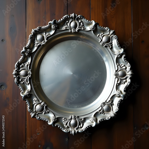 Wallpaper Mural Luxurious Vintage Silver Serving Platter with Ornate Rococo Details
 Torontodigital.ca