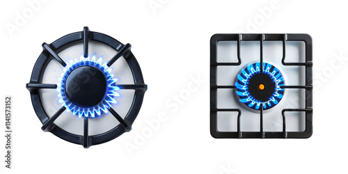 gas hob Top view isolated on a white background. Generative AI.