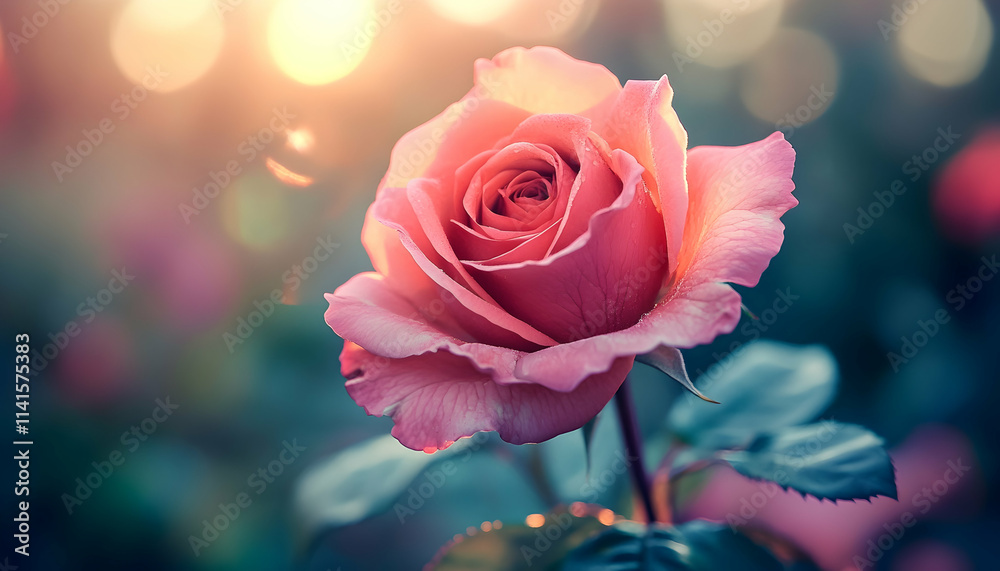 Pink Rose Bloom in Soft Light - Botanical Illustration