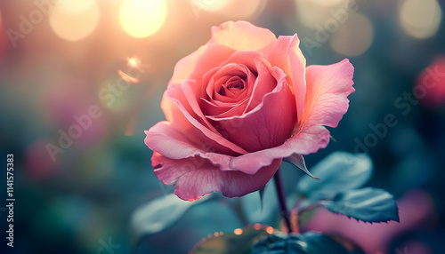 Pink Rose Bloom in Soft Light - Botanical Illustration