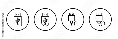 Usb icon vector isolated on white background. Flash disk icon vector