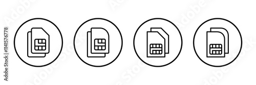 Sim card icon vector isolated on white background. Mobile slot icon. Mobile cellular phone sim card chip.