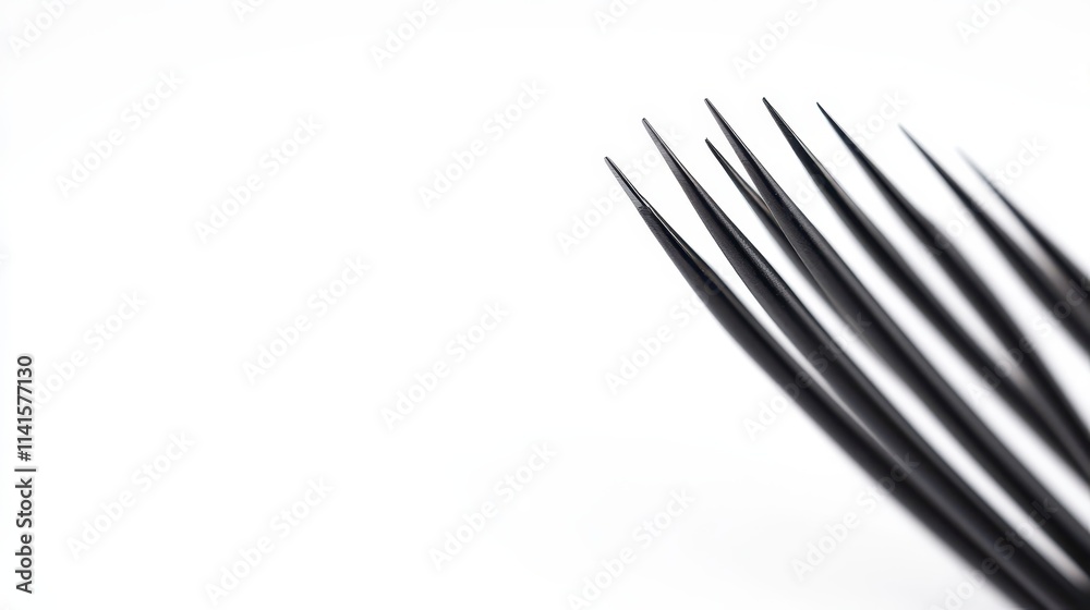A close-up of the prongs of a black fork against a white background, showcasing sleek lines and minimalistic design. A close-up of the prongs of a black fork against a white background, showcasing sleek lines and minimalistic design.