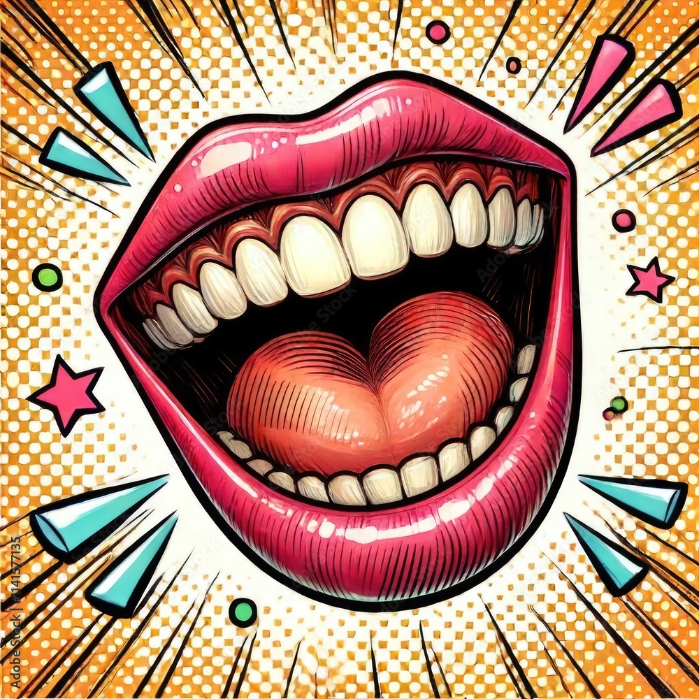 Vibrant pop art expression of a heartfelt smile digital artwork colorful background bold design Vibrant pop art expression of a heartfelt smile digital artwork colorful background bold design