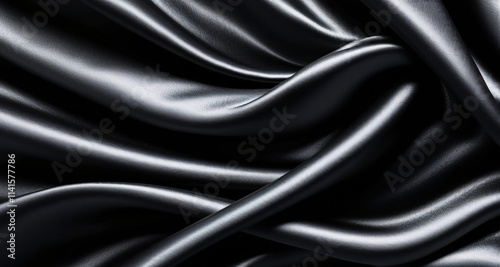 Smooth Elegant Black Silk Satin Fabric Background