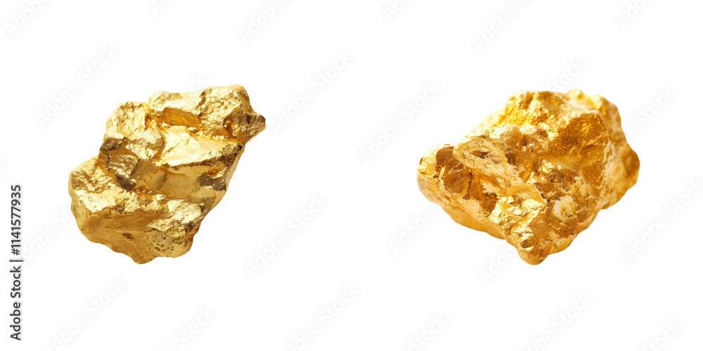 Gold nugget isolated on a white background. Generative AI. Gold nugget isolated on a white background. Generative AI.