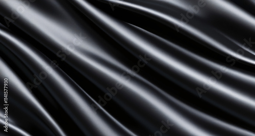 Smooth Elegant Black Silk Satin Fabric Background