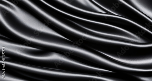Smooth Elegant Black Silk Satin Fabric Background